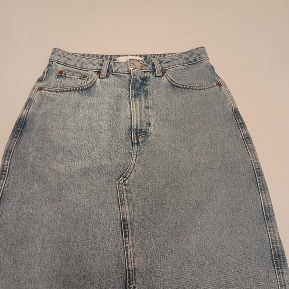 Mango High Waist Maxi Light Blue Denim Skirt Women's Size S - Picture 9 of 16